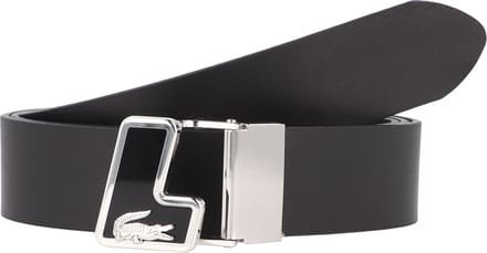 LACOSTE Leren Riem Plain Leather Belt W100 Noir Zwart