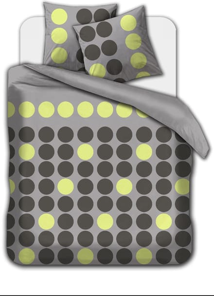 Flanel dekbedovertrek - DOTS  -260 x 220 - groen - met kussenslopen