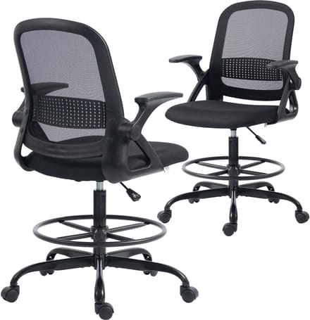 HOMCOM Tekenstoel - Mesh (Polyester) - 58x63x126cm - Zwart