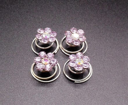 Curlies lichtpaarse bloem 6 blad strass