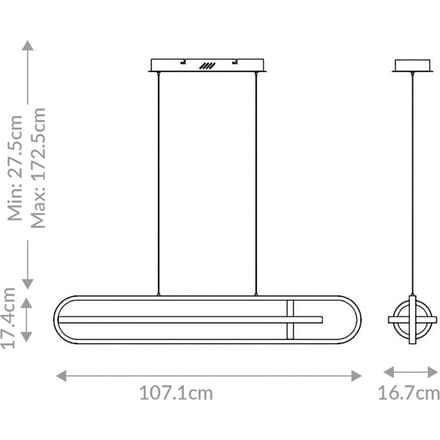 Quintiesse LED hanglamp DENMARK, matzwart, lengte 107 cm, metaal