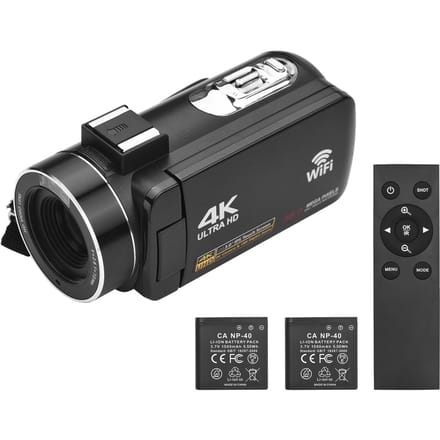 4K digitale videocamera WiFi-camcorder DV-recorder 56MP 18X digitale zoom 3,0 inch IPS touchscreen zwart