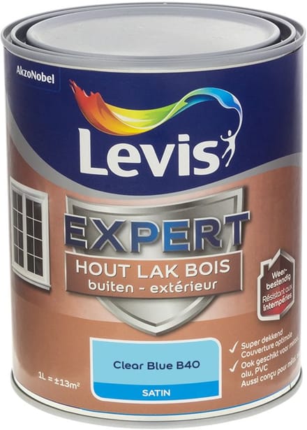 Levis - Expert Hout Lak Buiten Satin Mix - Clear Blue B40 - Mengverf - 1 L