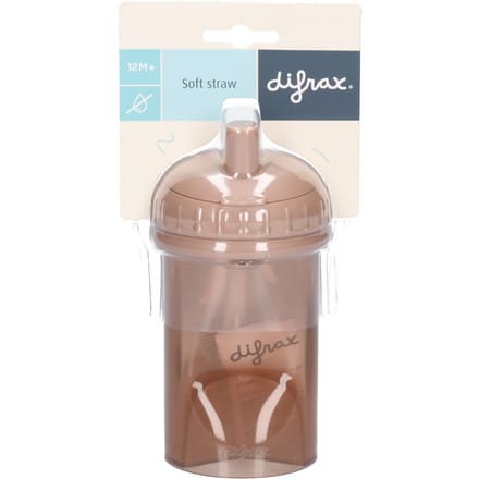 Difrax Rietjesbeker Drinkbeker - 250 ml - 12+ Maanden - Bruin - 1 stuk
