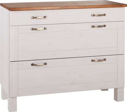 Alby Ladenkast met 3 Lades - Wit/Honingkleurig Grenen - 100 cm