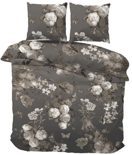 iSleep Flanel Dekbedovertrek Gerrie - Eenpersoons - 140x200/220 cm - Grijs