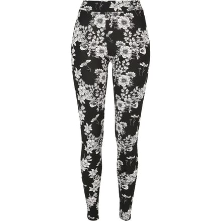 Urban Classics - Soft AOP blackflower Legging - XS - Zwart/Wit