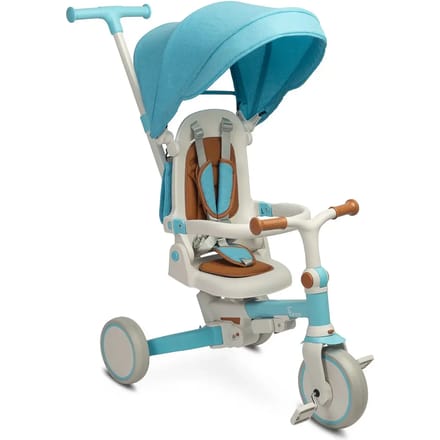 Toyz Faro Driewieler Loopfiets 2-in-1 met Duwstang en Kap Blauw