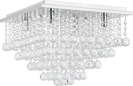 Plafondlamp Veli Prisma 28x38x38 met kristallen chroom 4xG9