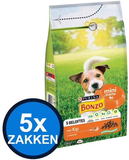 5x Bonzo - Mini Menu Kip - Hondenvoer Droogvoer - 1.5 kg