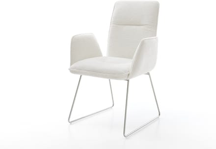 Gestoffeerde-stoel Vinja-Flex slipframe roestvrij staal bouclé zacht beige