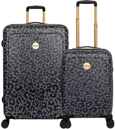 MŌSZ Kofferset panterprint - 2-delig zwart – 55 + 76 cm