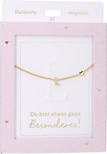 Depesche ketting goud met letter L en hartje - sieraden cadeau.