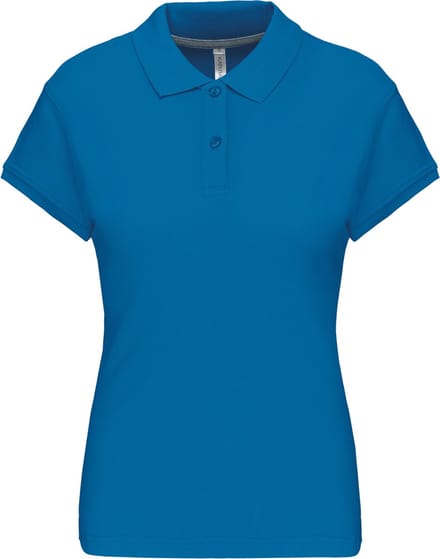 Damespolo korte mouwen met knopen merk Kariban Tropical Blue - S