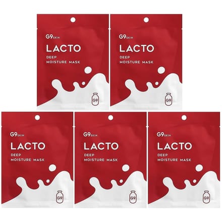 G9skin, lacto, deep moisture beauty mask, milk, 5 sheets, 22ml (0.74fl oz) per sheet white