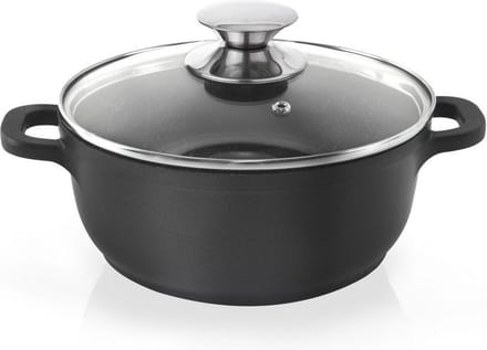 Kookpan Graniet met Glazen Deksel GRANDE 24 cm, 4 l - Kookpot - Soeppan
