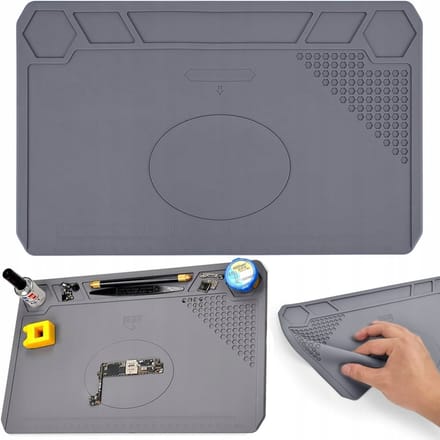 Siliconen Soldeermat | 22x35 cm | Grijs | Reparatiemat | Hittebestendig | Antistatisch