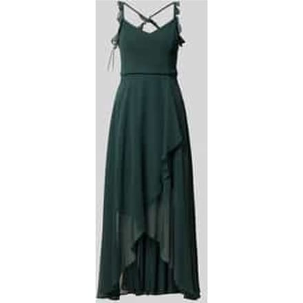 cocktailjurk van chiffon met volants