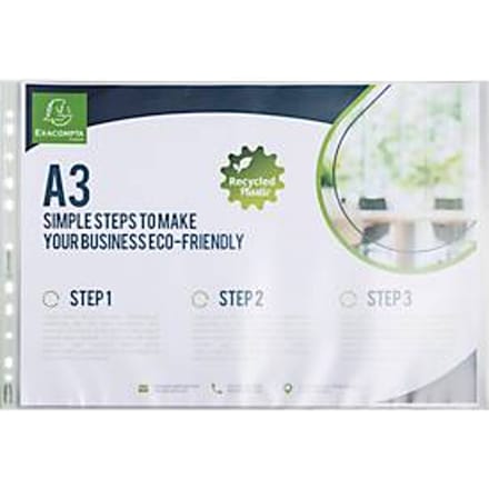 Exacompta Forever® brochurehoezen, gemaakt van gerecycled polypropeen, 90µ, voor DIN A3, 10 stuks