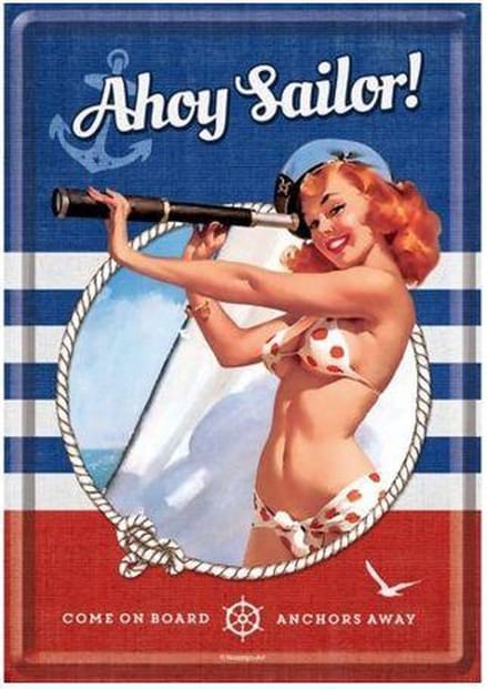 Ahoy Sailer! Metalen Postcard 10 x14 cm