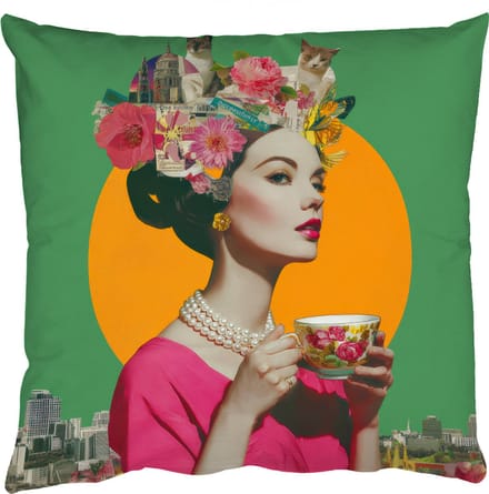 Sierkussens - Kussentjes Woonkamer - 40x40 cm - Retro - Vrouw - Stad - Zon