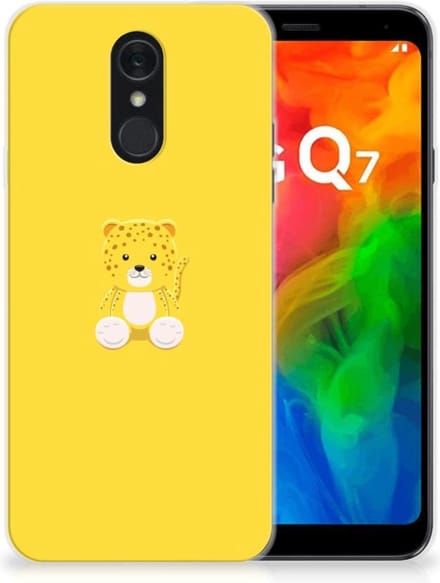 Back Cover voor LG Q7 Telefoonhoesje met Naam Baby Leopard