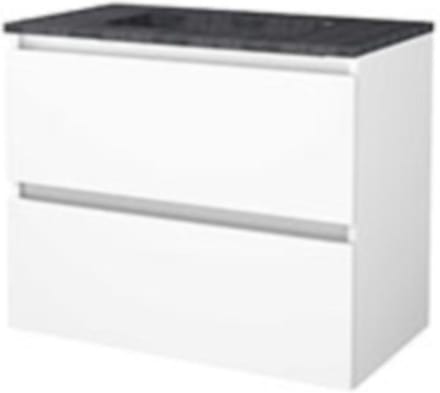 Basic-Line Start 46 Badkamermeubelset - 80 x 46 cm - Greeploos - 2 Lades - Hardstenen Wastafel - 1 Kraangat - Ice White