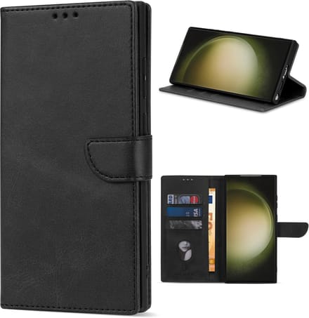 Solidenz hoesje - Geschikt voor Samsung Galaxy S23 Ultra - Bookcase - Zwart