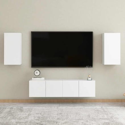 vidaXL - 4-delige - Tv-meubelset - bewerkt - hout - wit