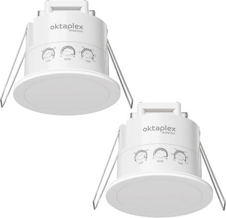 Set van 2 Plafond Bewegingsmelder 24GHz Radar IP65 Vochtdetector 6m Inbouw Wit