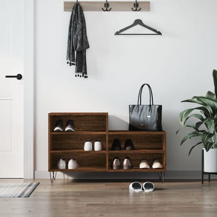 vidaXL Schoenenkast 102x36x60 cm bewerkt hout bruin eikenkleur