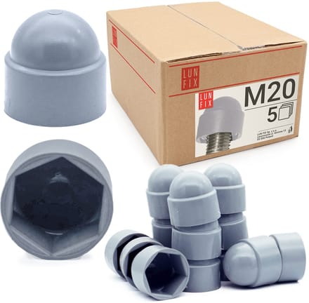 Schroefkap - Zeskant Dekking - M20 - Grijs - 5 Stuks - Beschermkappen