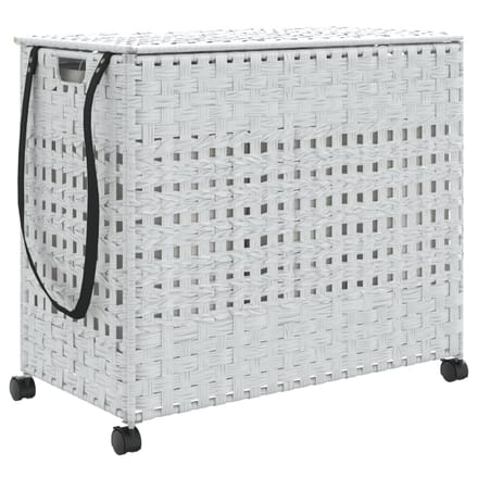vidaXL - Wasmand - op - wielen - 66x35x60 - cm - rattan - wit