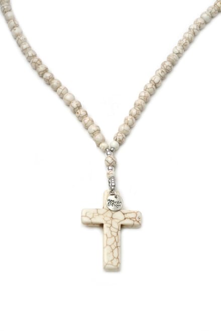 IbizaMen - Heren - ketting - edelsteen - howliet - marmeren - kruis