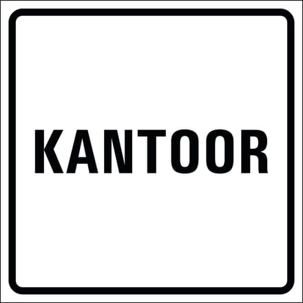 Kantoor sticker, wit zwart 100 x 100 mm