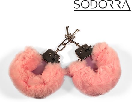 Sodorra - Fluff Cuffs Roze - Stevige stalen handboeien - Zacht pluche