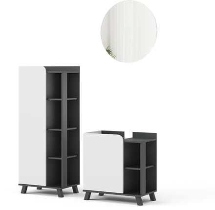 Vicco Badkamermeubelset Karen, Antraciet/Wit, 3-delig