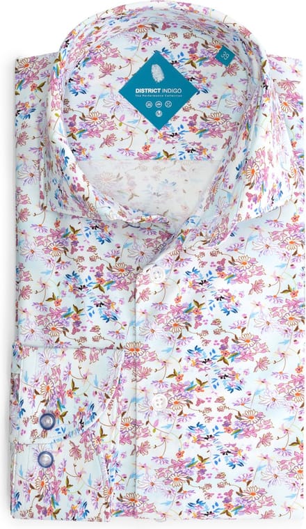 District Indigo Performance Overhemd Print Pink (7.31.025.730 - 388)