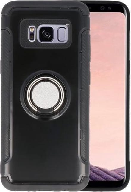 Zwart Pantser TPU met Ringhouder hoesje voor Samsung Galaxy S8 Plus