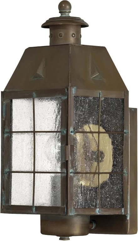 Hinkley LED Wand Buitenlamp Nantucket | 1X E27 Max 60W | IP44 | Dimbaar | Aged Brass