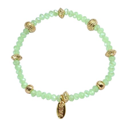 Behave - Elastische armband met groene kralen - zomerse look - 17 cm