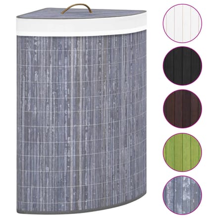 vidaXL - Hoekwasmand - 60 - L - bamboe - grijs