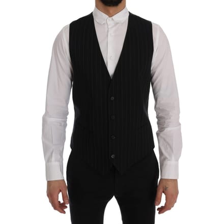 Zwarte Pinstripe Vest Formele Stijl