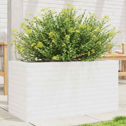 vidaXL - Plantenbak - 90x40x45,5 - cm - massief - grenenhout - wit