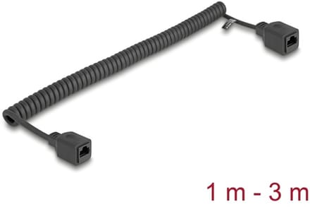 Delock RJ45 Coiled Cable jack to jack Cat.5e UTP 1 m to 3 m black