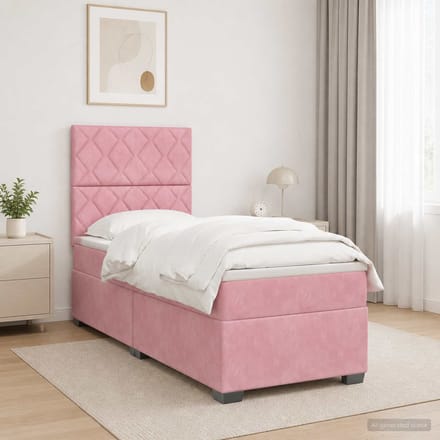 vidaXL - Boxspringbed - met - matras - met - hoofdeinde - Roze - 80 - x - 200 - cm - Fluweel