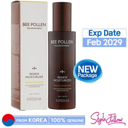 [MISSHA] Bee Pollen Renew Moisturizer 130ml 1pc + Sample Gifts black
