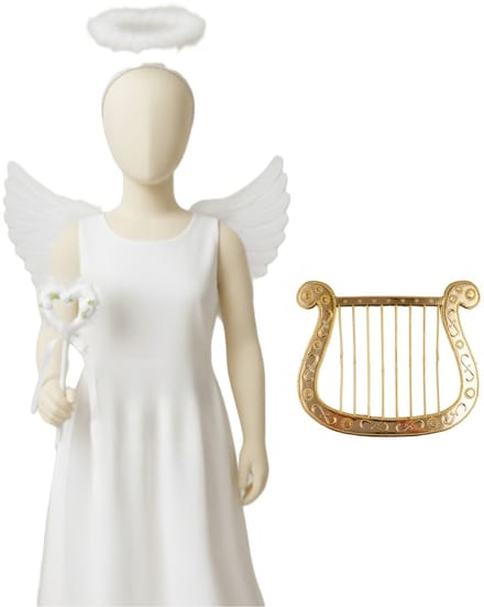 Ruhhy Engel verkleedaccessoires set - wit - engelen vleugels - 4-delig - carnaval / kerst thema