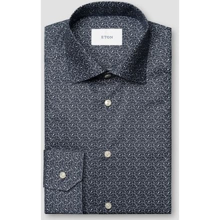 Eton Overhemd Signature Twill Allover Mini Floral Pattern Navy / male