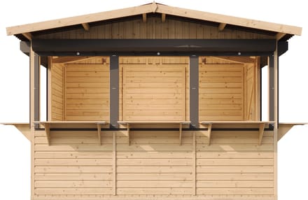Timbela M150BZ - Houten marktkraam - 6 m² -263x336xH232 cm - met 5 afsluitbare rolluiken
